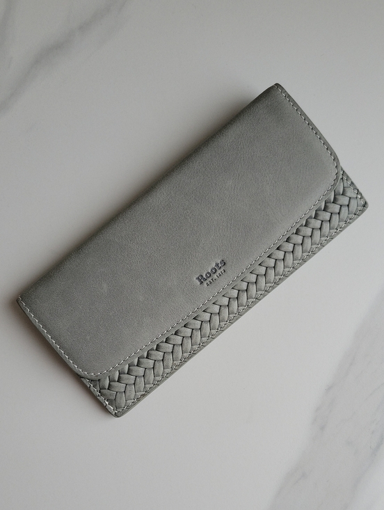 Roots Handbags - Roots Braided Leather Long Wallet - Gray